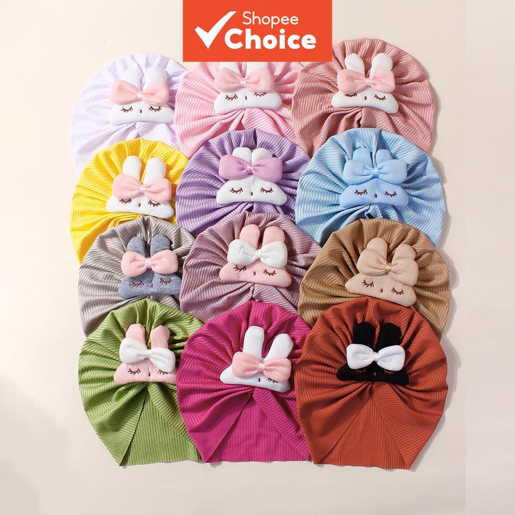 Boné Infantil De Verão Coelho Cor Doce Macio Elástico Para Bebês Meninas Uso Diário