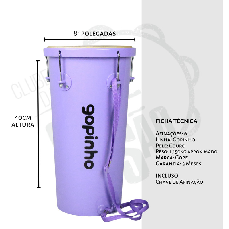Rebolo Tantan Gope Infantil 8" 40cm Reels Lilás com Talabarte Gopinho Kids Musical Educativo