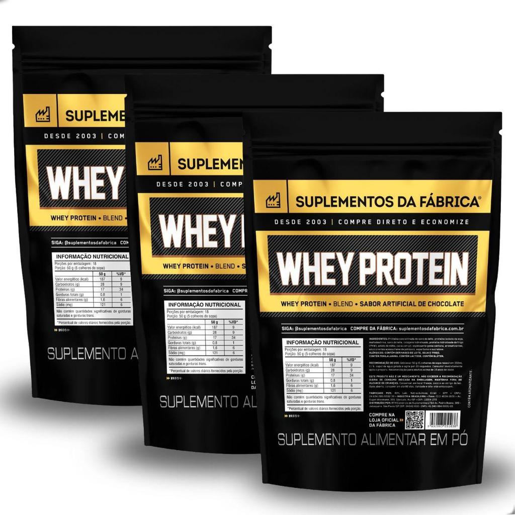 3 Whey Protein ISO Blend Complex 2Kg Suplemento da Fabrica