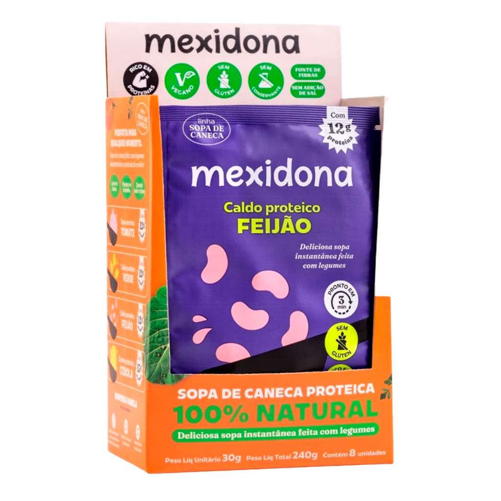 Caldo Proteico Feijão 30g Mexidona 8un Prático e Saboroso