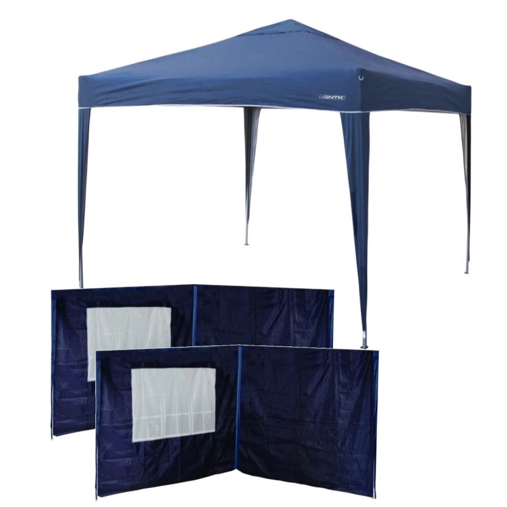 1 Tenda Gazebo Dobrável 3mx3m + 4 Paredes Laterais para Tenda Azul Mor Ideal Eventos Praia