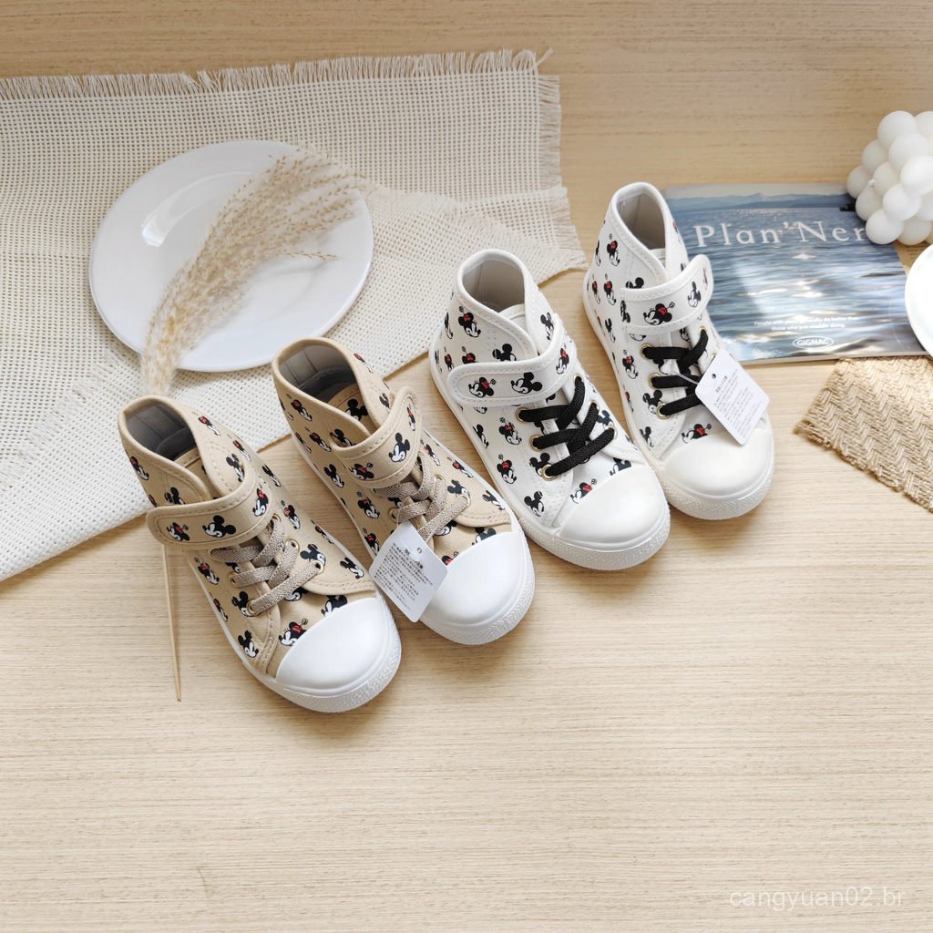 Tênis infantis de cano médio estilo japonês, sapatos de sola macia para crianças pequenas, tênis casuais, calçados infan
