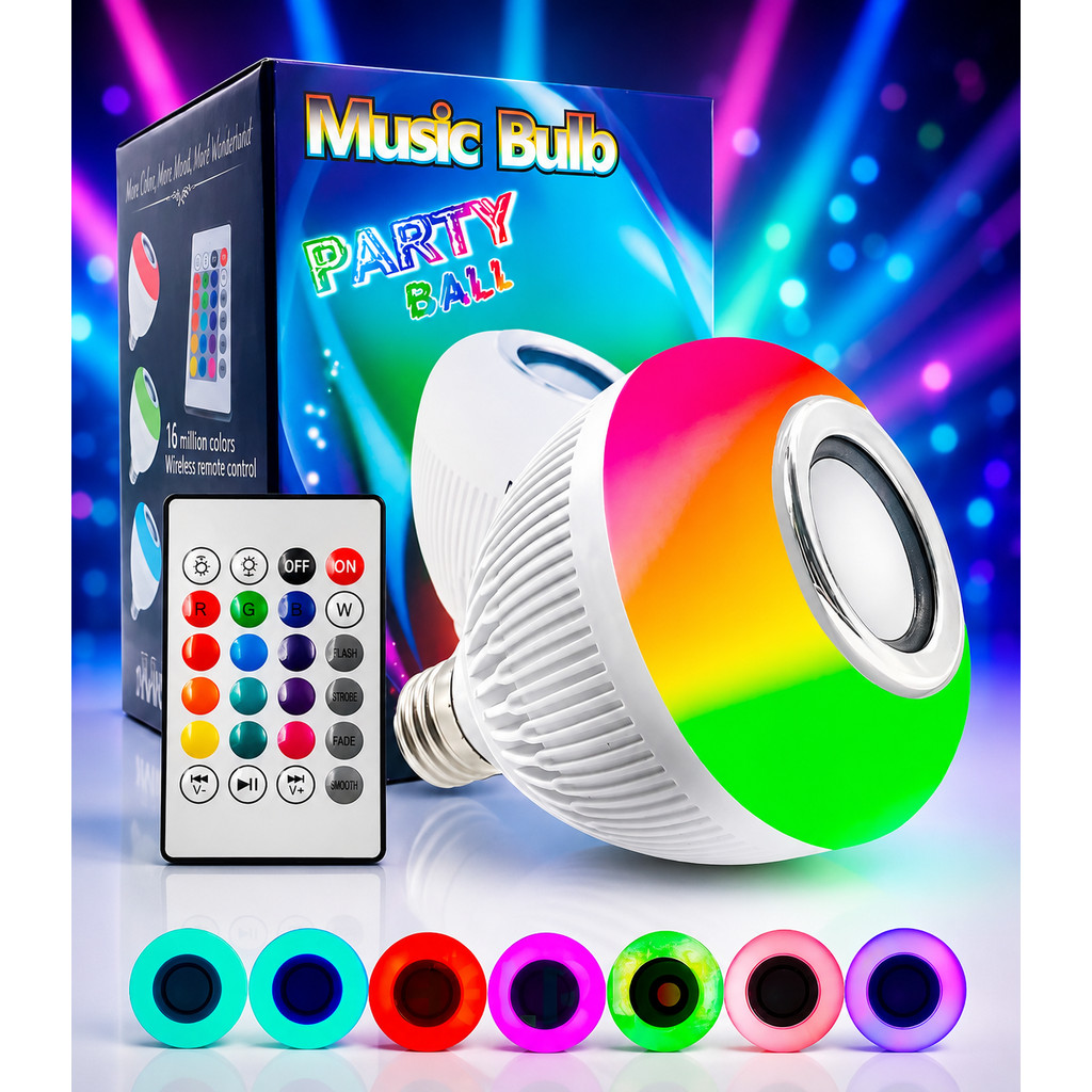 Lampada Bluetooth De Led Caixa De Som C Controle Rgb 12W