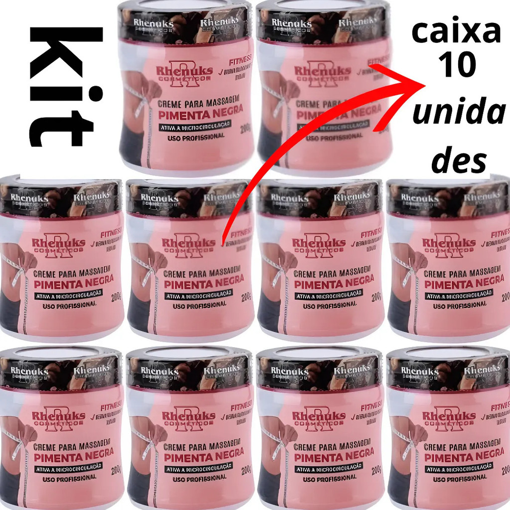 Creme Redutor De Medidas Para Massagem Pimenta Negra 10 unidades Rhenuks
