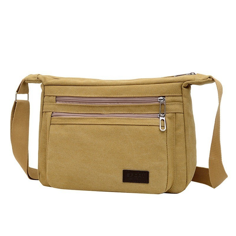 MODIVA Bolsa Transversal Masculina Lona Vintage Multi-Bolsos Crossbody Ombro Casual para Notebook 10’’