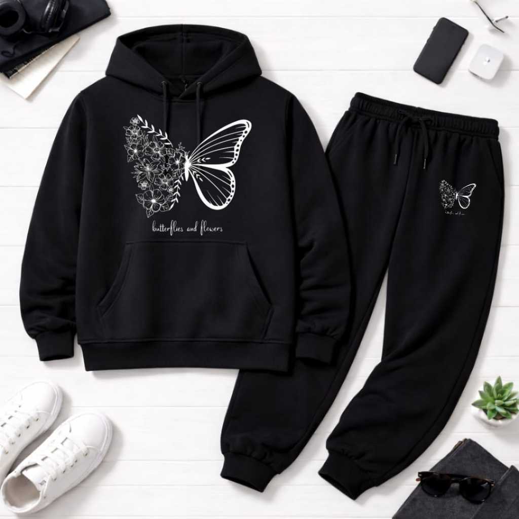 Kit Conjunto de Moletom Infantil e Juvenil Estampado Butter Envio Imediato Abrigo Inverno Lançamento Premium Conforto