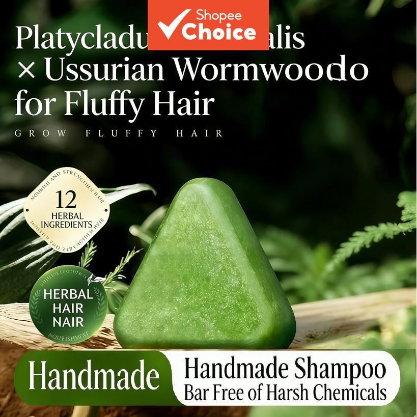 Compre 2, leve 1 grátis. Shampoo sólido de ervas – 14 ingredientes naturais para queda de cabelo e couro cabeludo