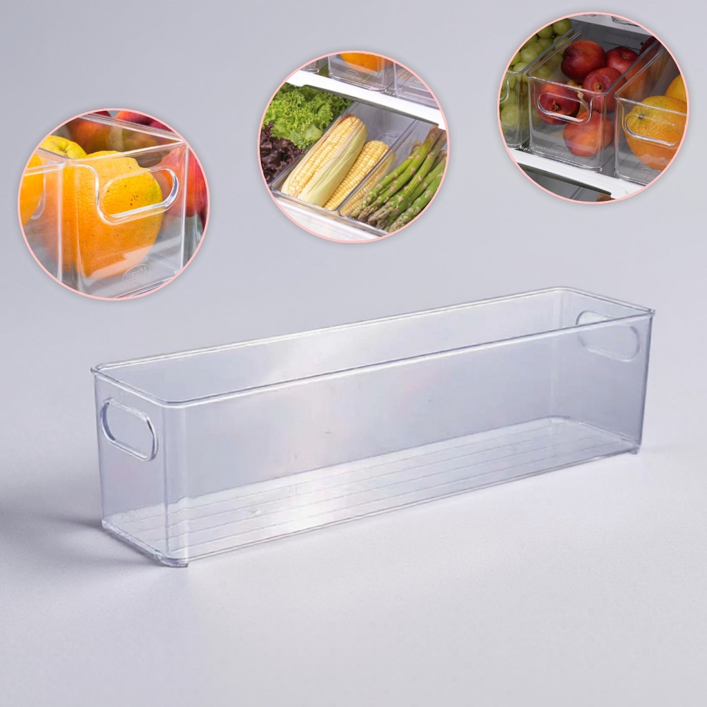 Organizador Acrílico 10x40 cm Multiuso Modular Gaveta Cozinha Geladeira Armário Bancada Transparente