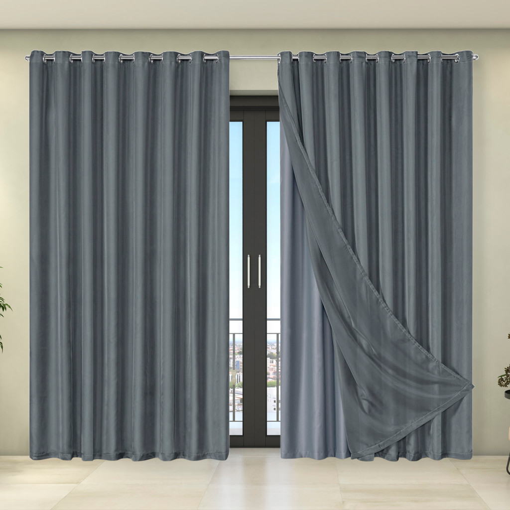 Cortina Blecaute Voil Liso Sala Quarto Vários Tamanhos Escritório Privacidade Ilhós Tecido Blackout em Oferta na Shopee