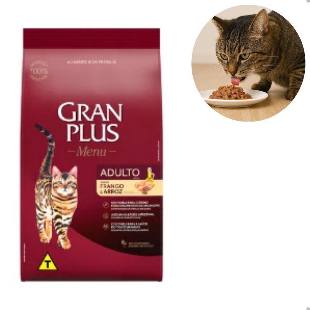 Ração Granplus para Gatos Adultos Sabor Frango e Arroz 3kg em Oferta na Shopee