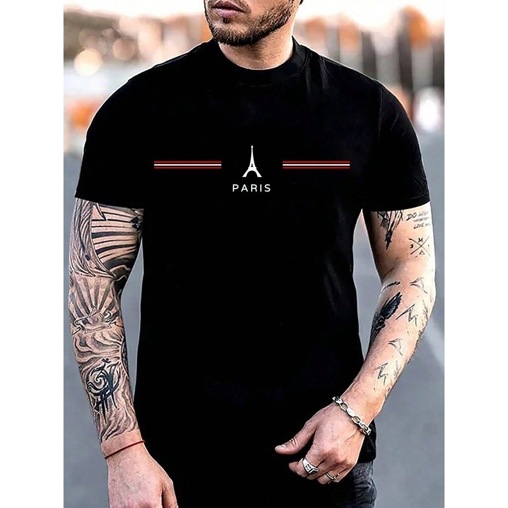 Camiseta Unissex PARIS TORRE 100% algodao manga curta gola redonda Lançamento Dia a Dia Casual