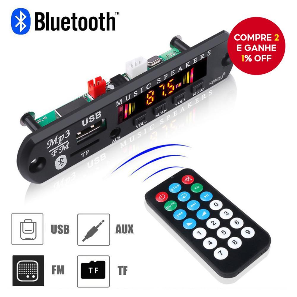 Placa de Música MP3 Bluetooth 5.0 Sem Fio DC 9V 12V Suporte WMA USB TF FM