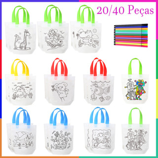 20/40 Peças de 36 x 22.5 cm, sacolas de Natal para colorir, bolsas reutilizáveis com desenhos, sacos de grafitti em Oferta na Shopee