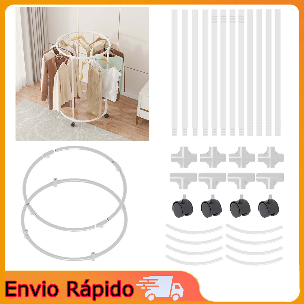 Rack de armazenamento de roupas redondo branco rack de armazenamento de roupas rack de armazenamento redondo rolamento 4 em Oferta na Shopee