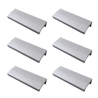 Puxador Slim Sobrepor Para Portas e Gavetas de Armário e Cozinha - Prata Fosco - Kit com 6 Unidades