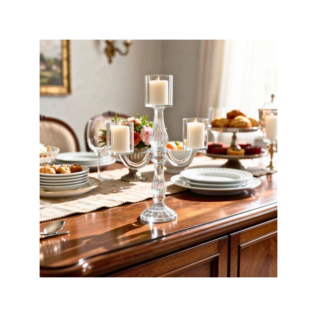 Castiçal Suporte de Velas Vidro, Decoração Sala, Quarto, Casamento, Altar, Presente, Natal, Ano Novo