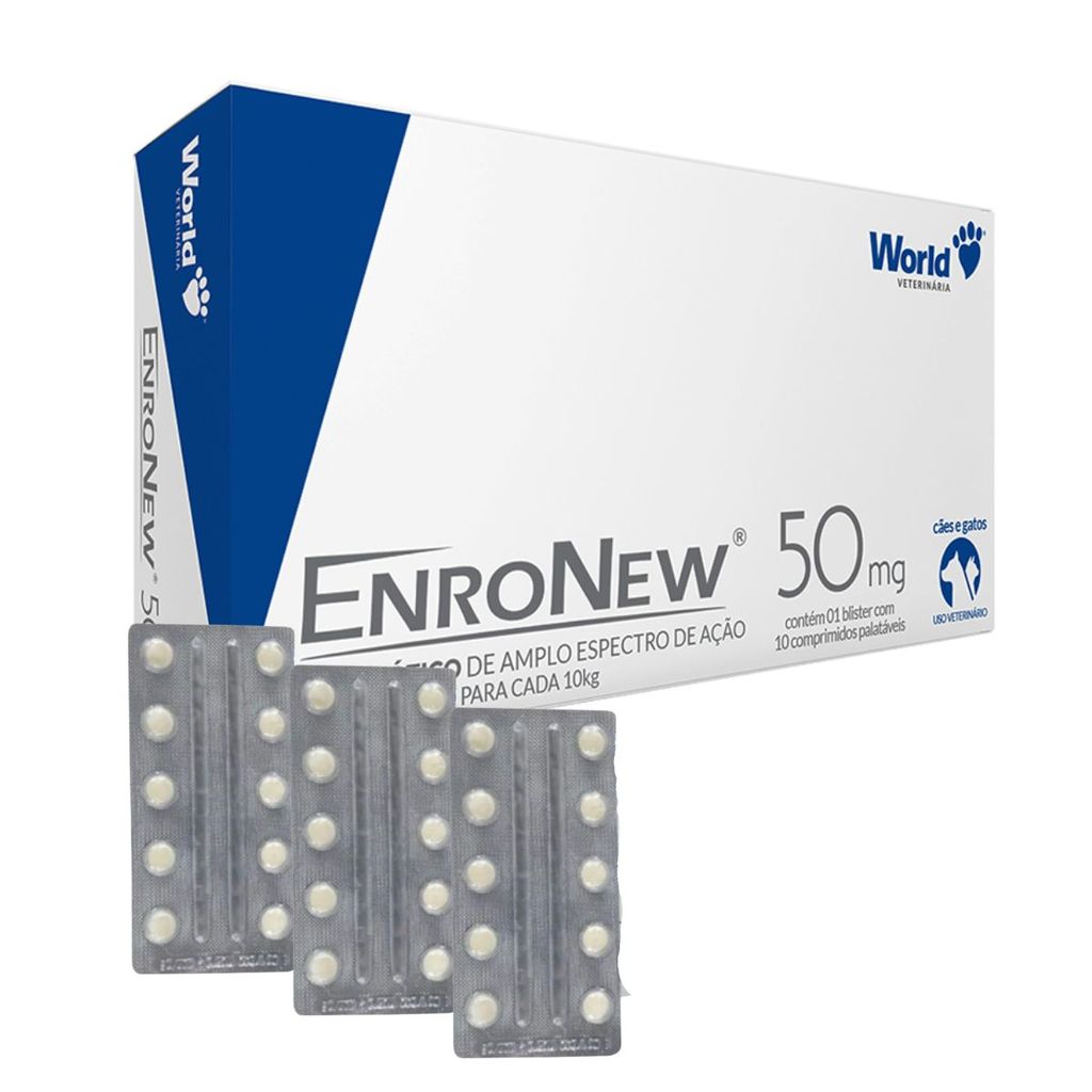 Kit 03 Enronew 50mg Para Cães E Gatos 30 Comprimidos - World em Oferta na Shopee