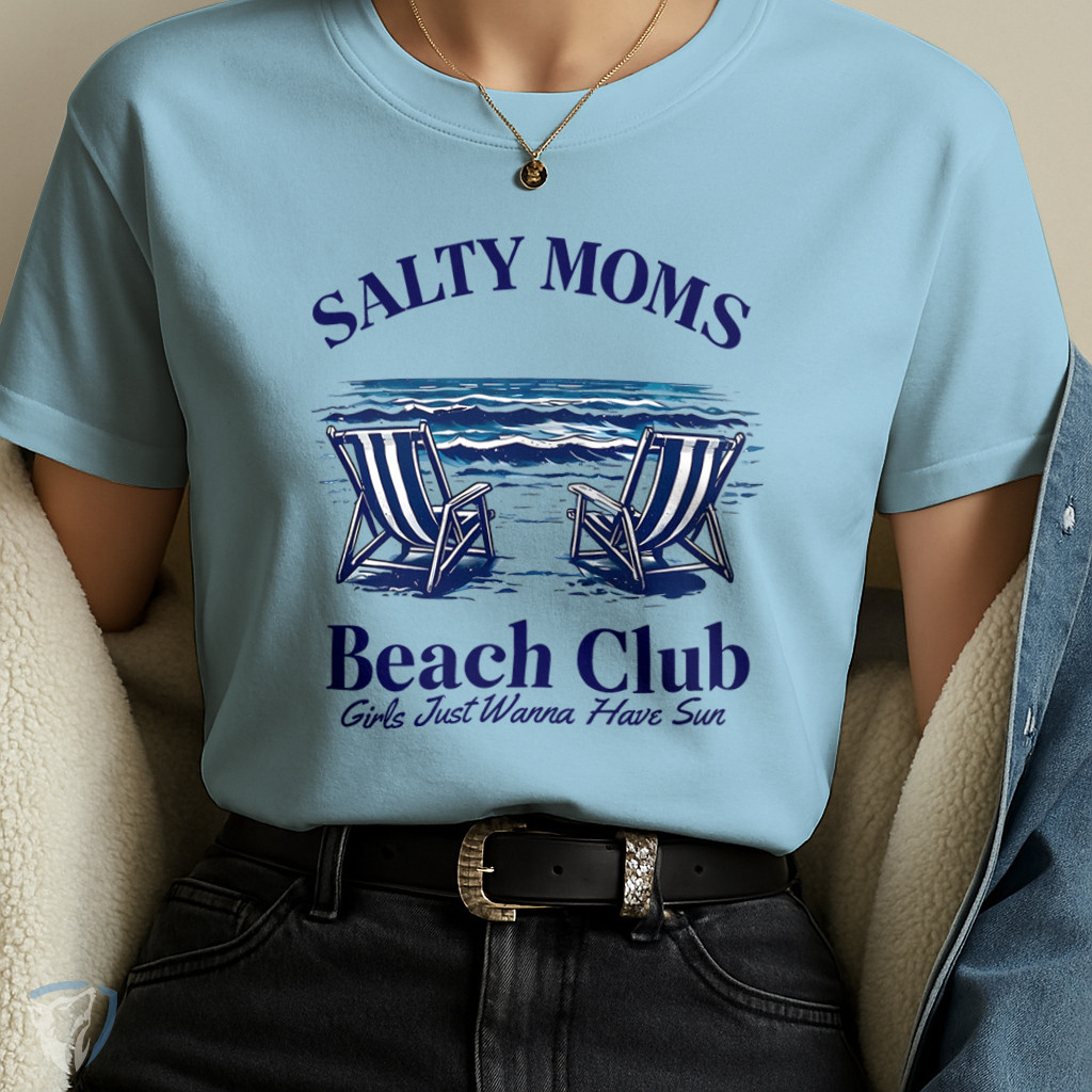 T-Shirt Verão – Salty Moms Beach Club Arte Litorânea