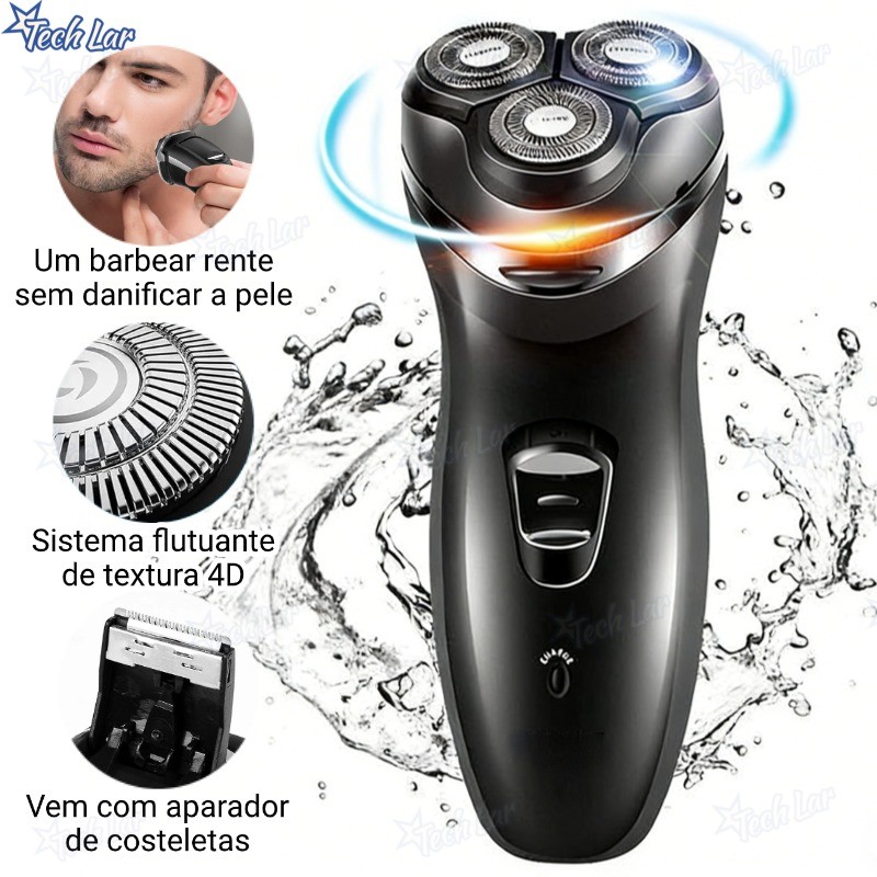 Presente para o Dia dos Namorados Barbeador Elétrico Homens Prova d'água Recarregável De Três Cabeças Maquina Shaver