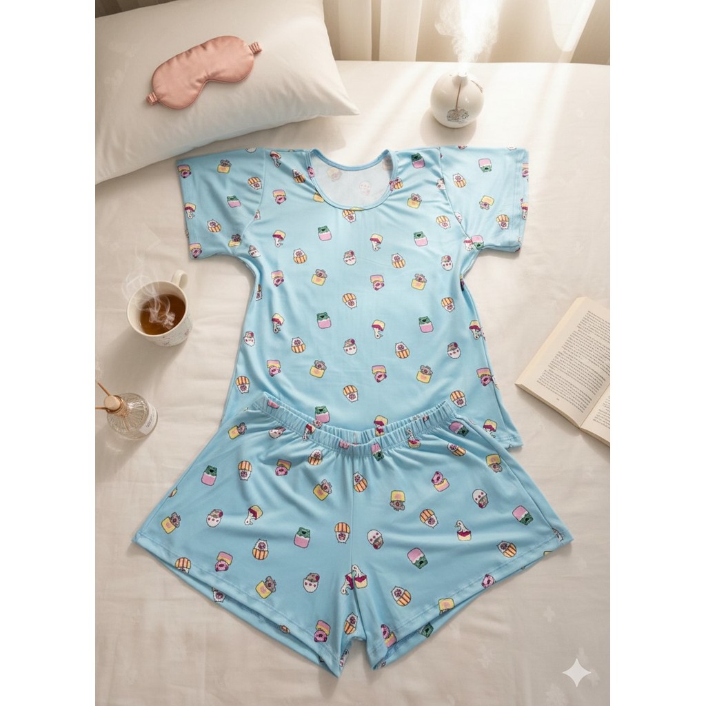 Pijama Baby Doll Feminino Estampado Fresquinho Roupa de Dormir
