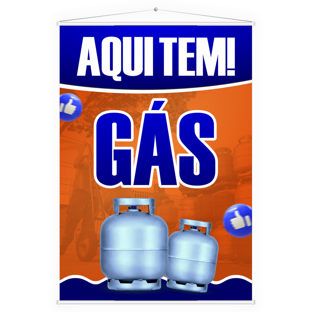 Banner Faixa Lona Aqui Tem Gás Mercado Mercearia Divulgação Comércio Propaganda 100x70 AltaQualidade