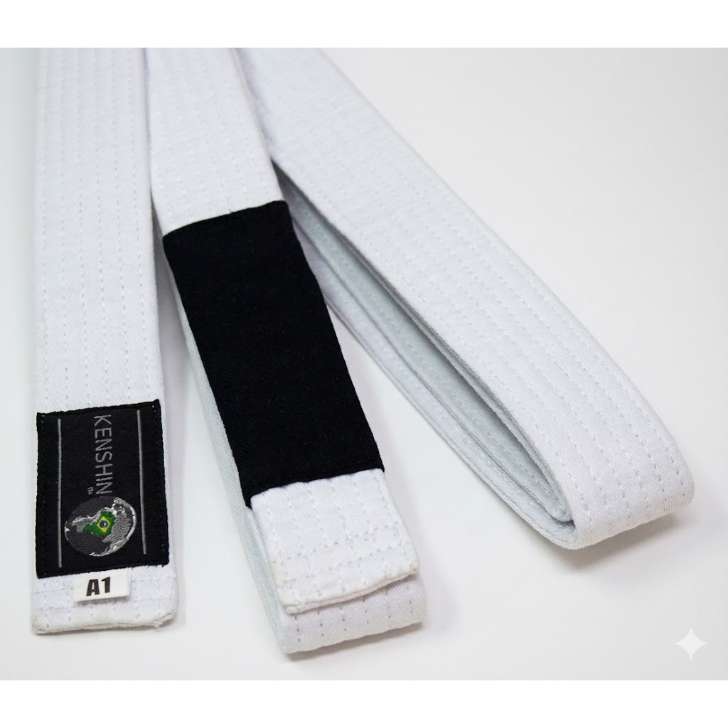 Faixa Jiu-Jitsu Kenshin Tradicional com Ponta Preta – Alta Qualidade Premium