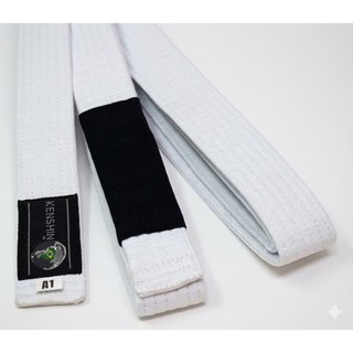 Faixa Jiu-Jitsu Kenshin Tradicional com Ponta Preta – Alta Qualidade Premium