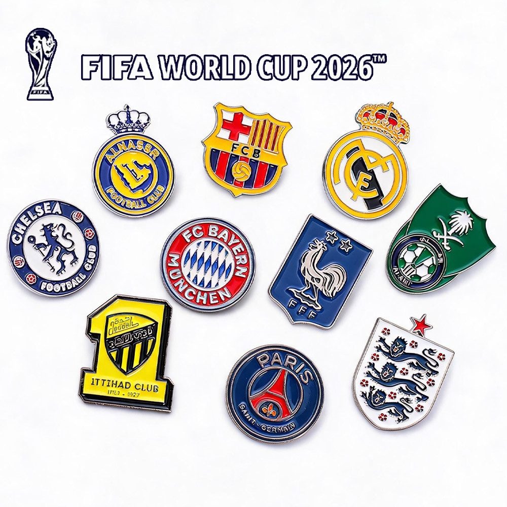 Pino Do Clube De Futebol Esmaltado Manchester Barcelona Madrid Bayern Munique Broche Pin Estilo Acessórios Roupa Brinque