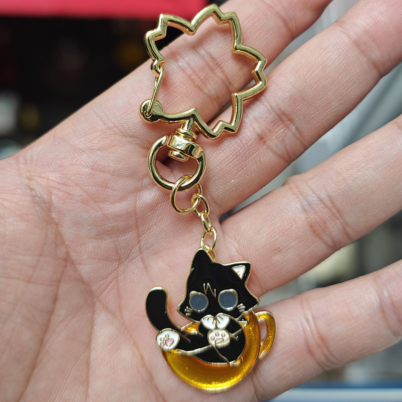 Scaramouche Kunikuzushi Wanderer Kitty Cup Metal Badge Chaveiro Anime Jogo Colecionável Esmalte Pin Sakura Anel Pingente
