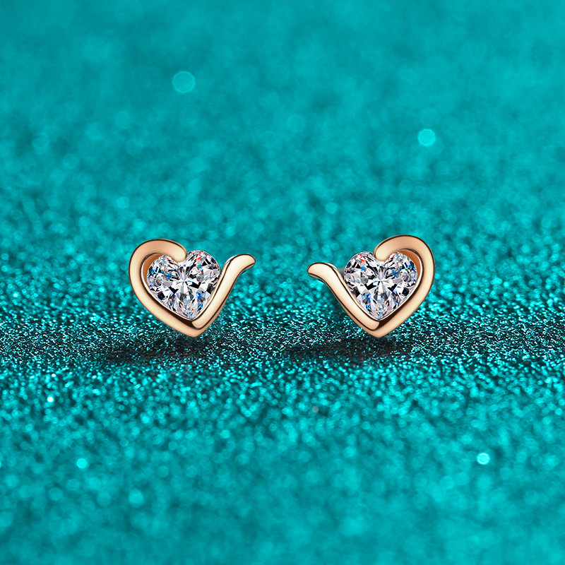 [Moissanite que pode passar a caneta de diamante de teste] S925 prata esterlina moissanite champanhe brincos de ouro fem