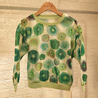 R RMEO romântico uma primavera outono senhoras pulôver camisa pequena Organza macia solta manga longa em torno do pescoç