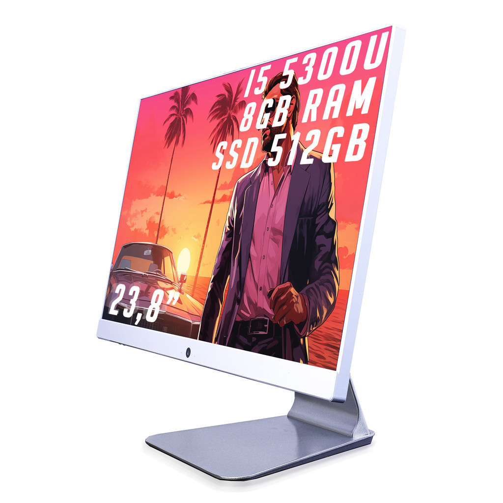 Computador All In One I5-5300U Tela 23.8" 8GB RAM 512SSD 1080 Full HD Bluetooth Wi-Fi Som Integrado HDMI VGA USB WebCam