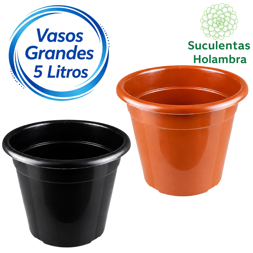 Kit 20 Vasos Pote 25 - REFORÇADO 5 Litros Cor Preta / Terracota Marrom
