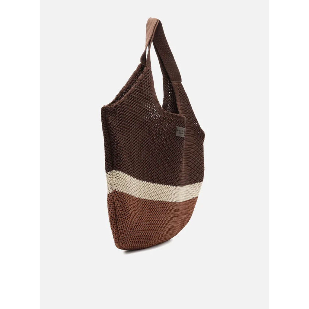 Bolsa Grande Brizza Arezzo Crochê Shopping Marrom - Feminino