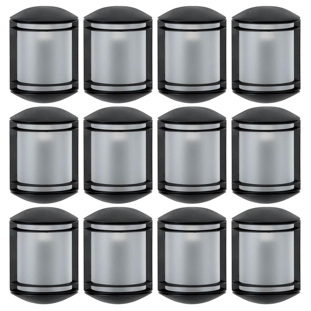 Conjunto 12 Arandelas Externas Pretas Fachada Jardim Muro Bivolt Luminária de Parede