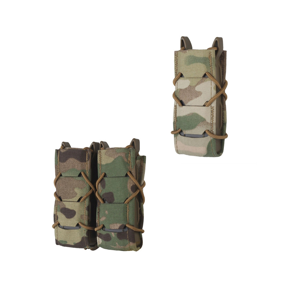 Ao ar livre tático estilo tigre 9MM único duplo revista saco V2 lanterna função caixa de tração rápida manga cinto acess