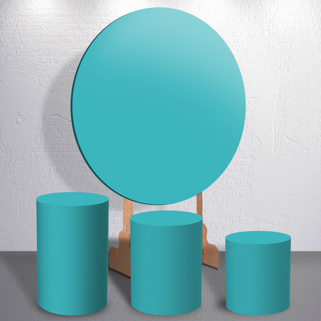 Painel Azul Tiffany Turquesa Com Trio Cilindro de Festa Estampa Lisa Decoração Basica