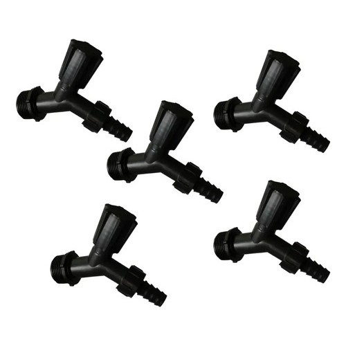 Kit 5 Torneiras Para Jardim E Tanque 1/2 E 3/4 Plástico Preto Cipla