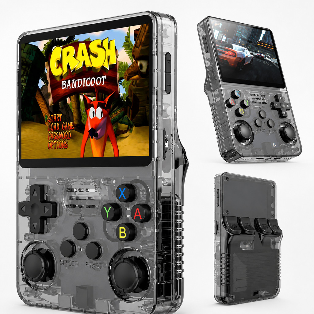 Console Portátil R36S com +15.000 Jogos – Vídeo Game 64GB Linux Tela IPS 3.5” Retro Gamer