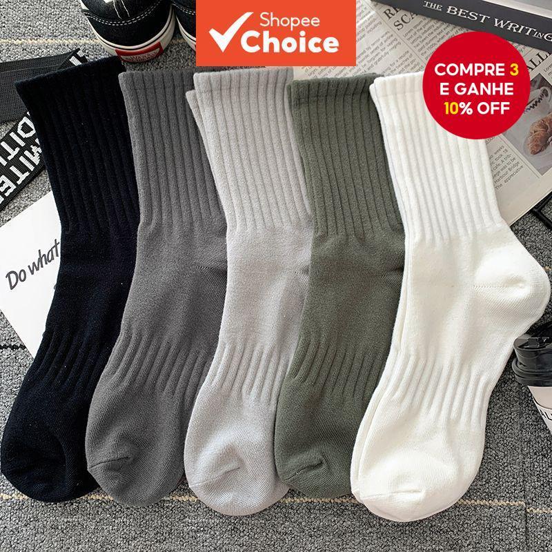 Meias Unissex De Cano Médio – Respiráveis , Cor Sólida , Versáteis E Modernas Para Estilo Diário em Oferta na Shopee