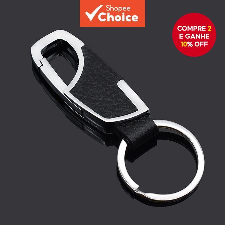 Chaveiro De Carro De Aço Inoxidável De Couro Genuíno , Esportivo De Luxo De Alta Qualidade , Presente