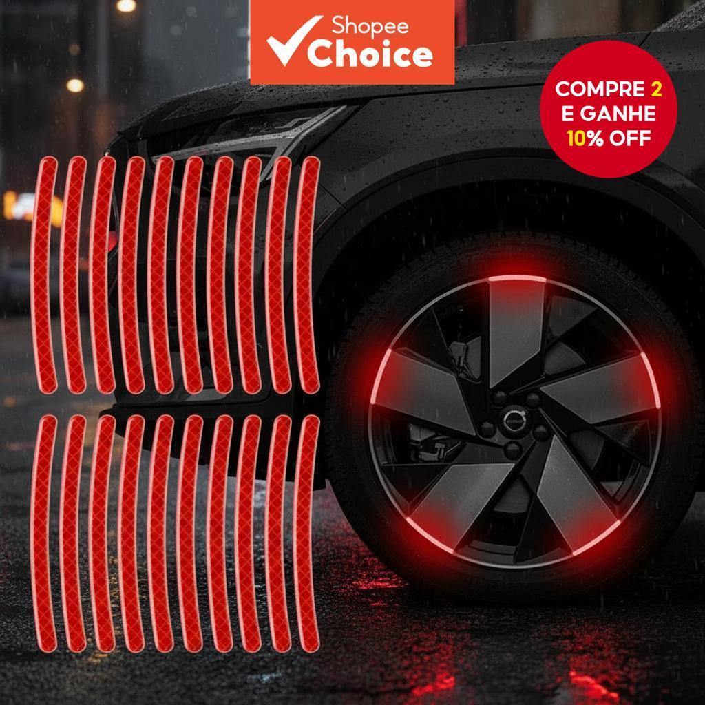  20 adesivos refletivos para rodas de carros, aviso de segurança noturna, adesivos anti-riscos para carros e