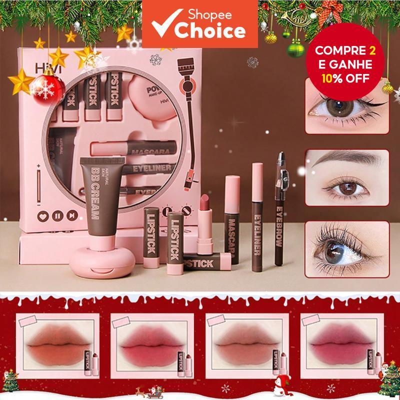 Conjunto De Maquiagem HIVI 9 Peças , Caixa De Presente , Controle De Óleo , Longa Duração , À Prova D'água , De Dia Dos 