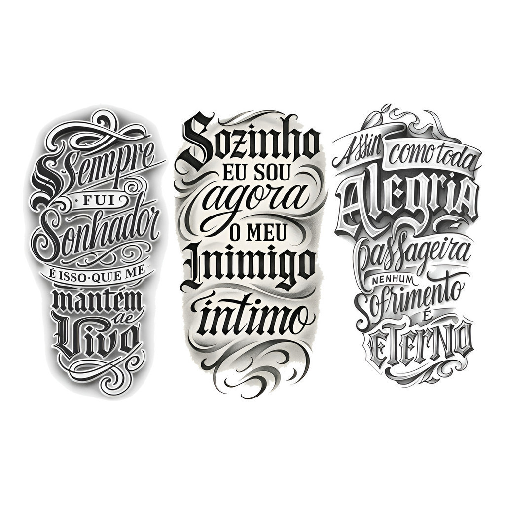 Tatuagem Temporária Frases Motivacionais -  Cartela Com 3 em Oferta na Shopee