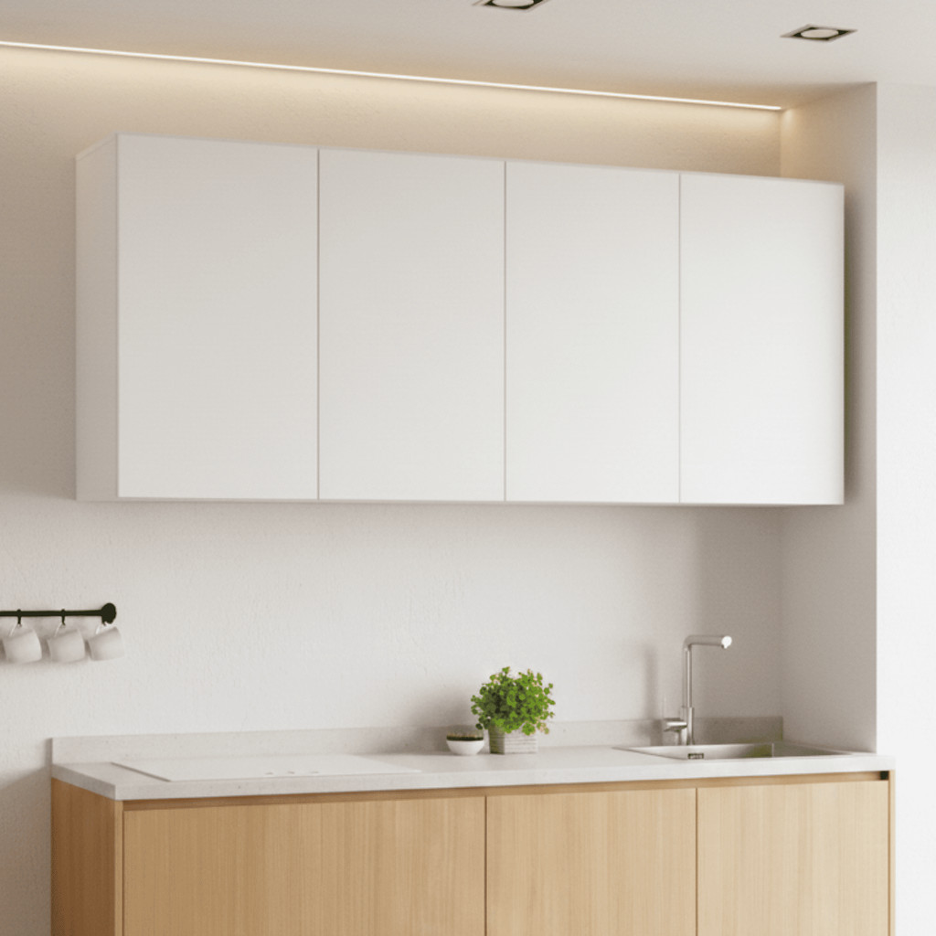 Armário Aereo 4 Portas 2 Prateleira Organizador Multiuso para Cozinha e Lavanderia em Oferta na Shopee