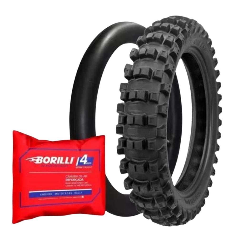 KIT PNEU MOTO 100/100-18 B007 INFINITY EXC + CAMARA DE AR R18 - BORILLI