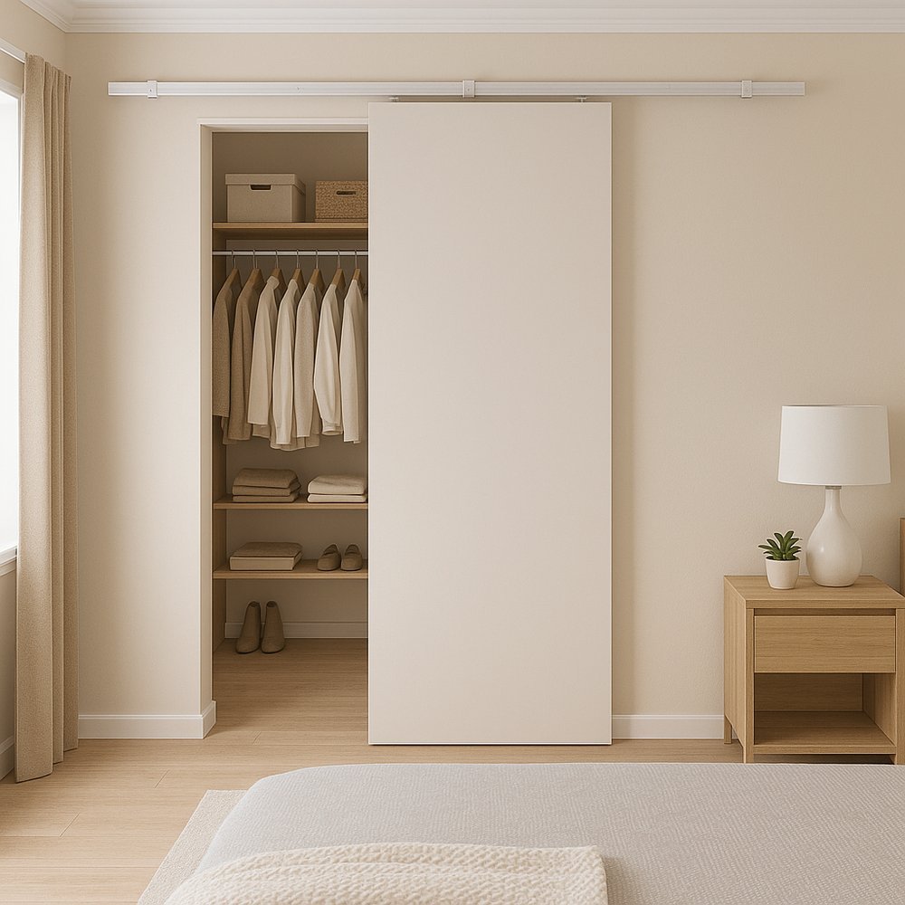 Porta de Correr Branco Prime com Kit Alumínio Branco - 210x100