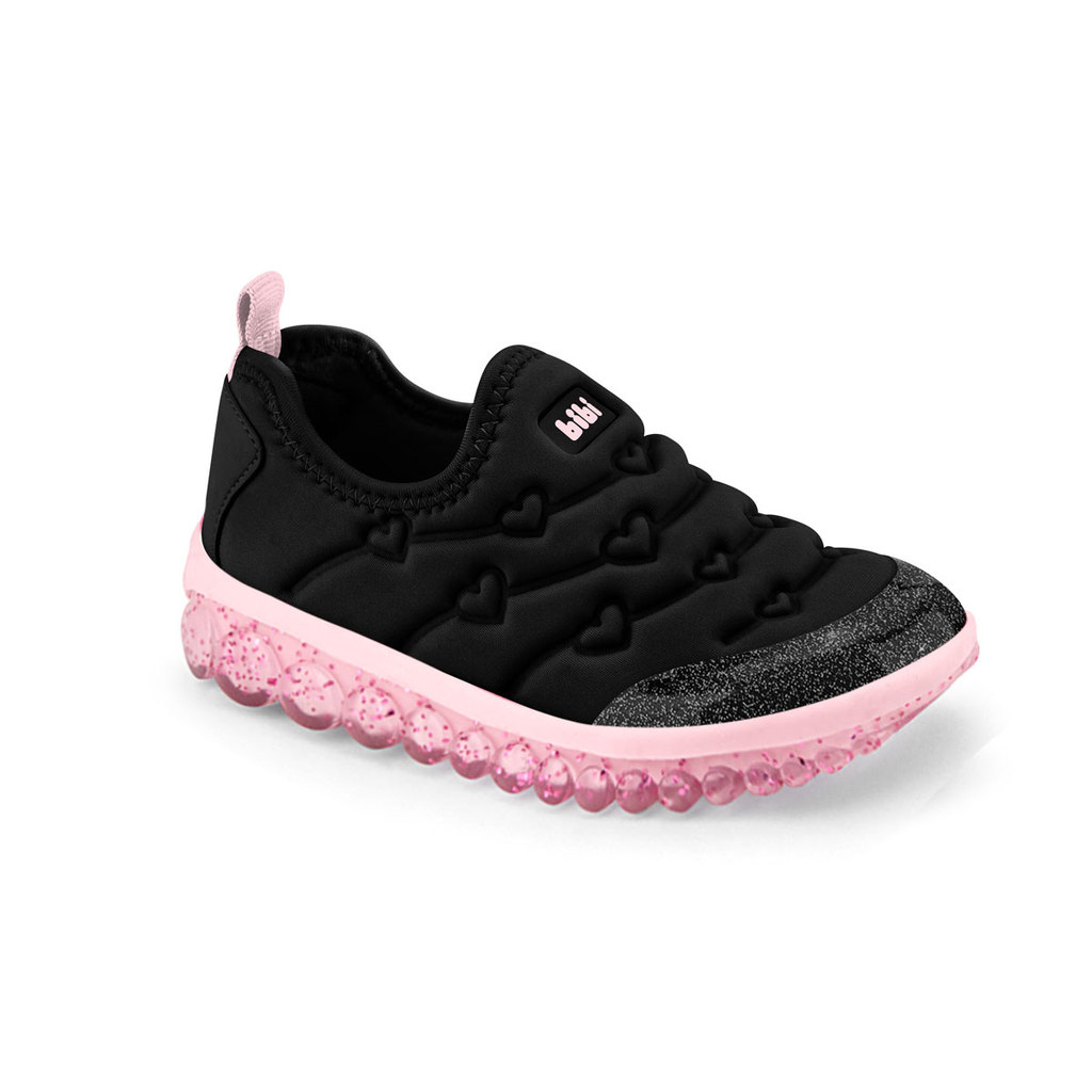 Tênis Infantil Menina Bibi Roller Preto Glitter Sugar Leve