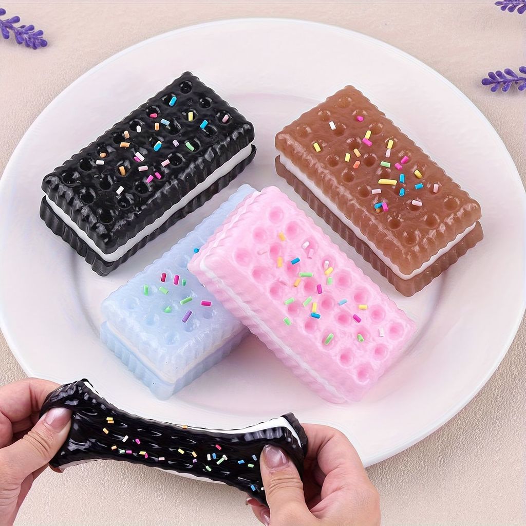Squishy Taba Biscoitinho com Granulado Antistress de Apertar Para Crianças e Adultos em Oferta na Shopee