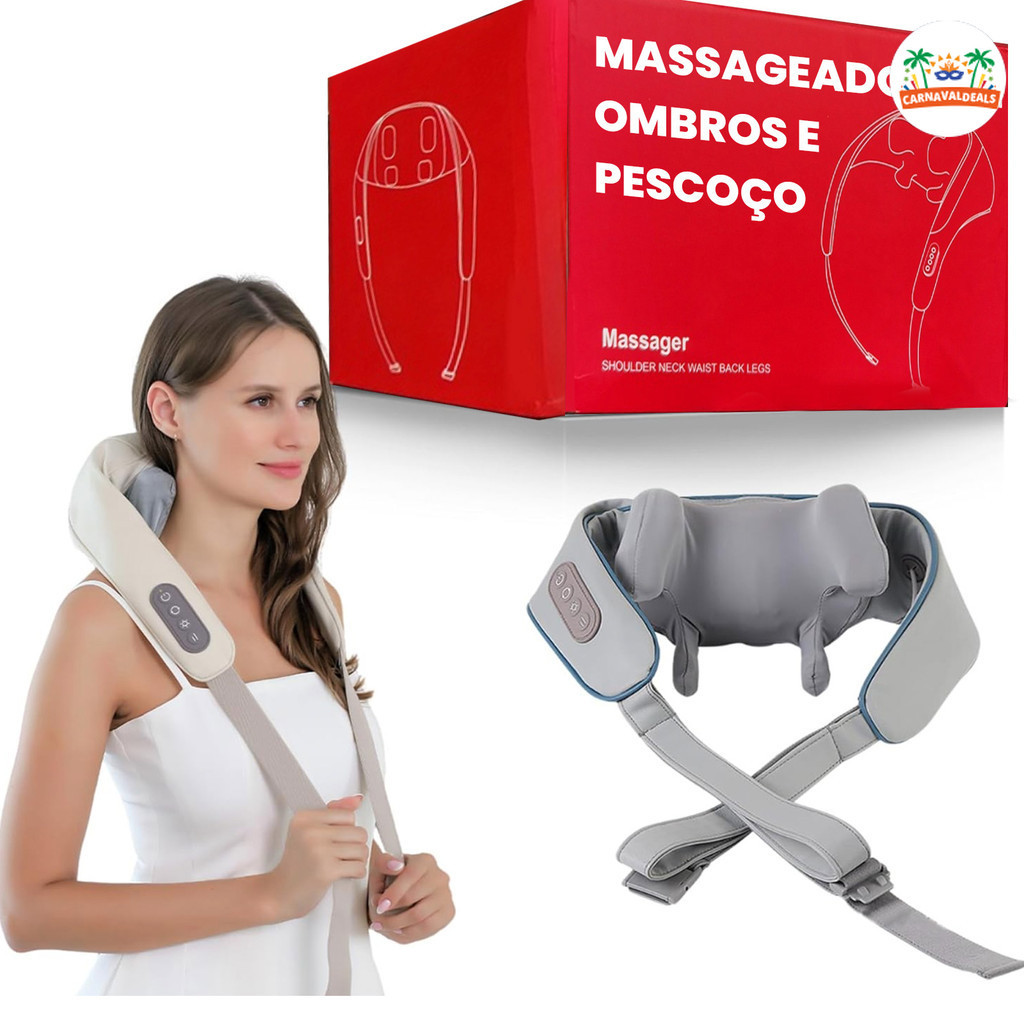 Massageador de pescoço e ombros, aquecimento, alívio da pressão muscular, reduzindo a pressão e a fadiga em Oferta na Shopee